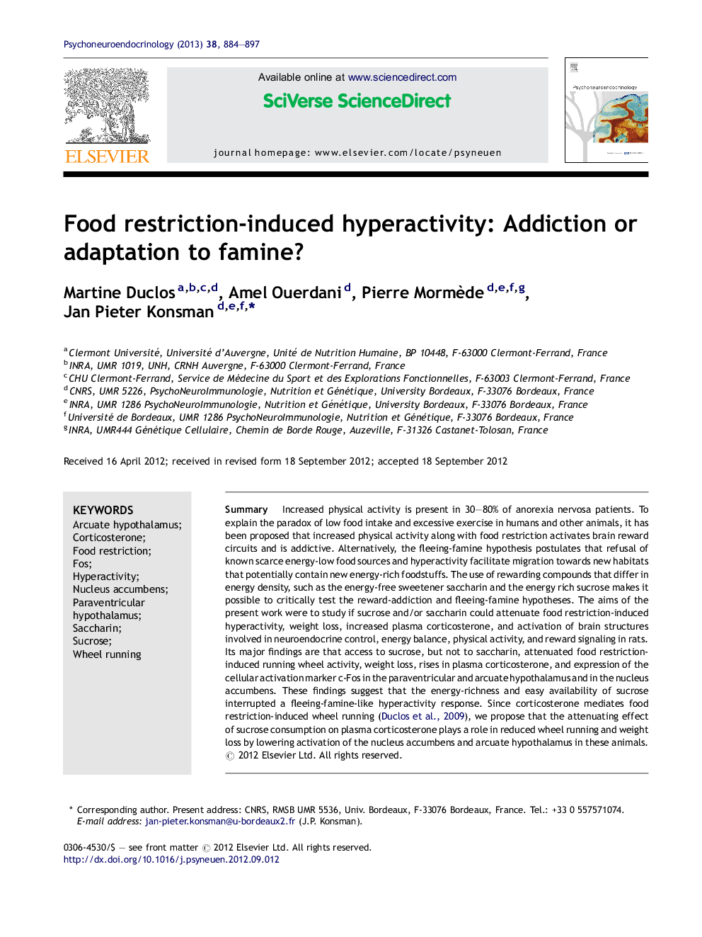 Food restriction-induced hyperactivity: Addiction or adaptation to famine?