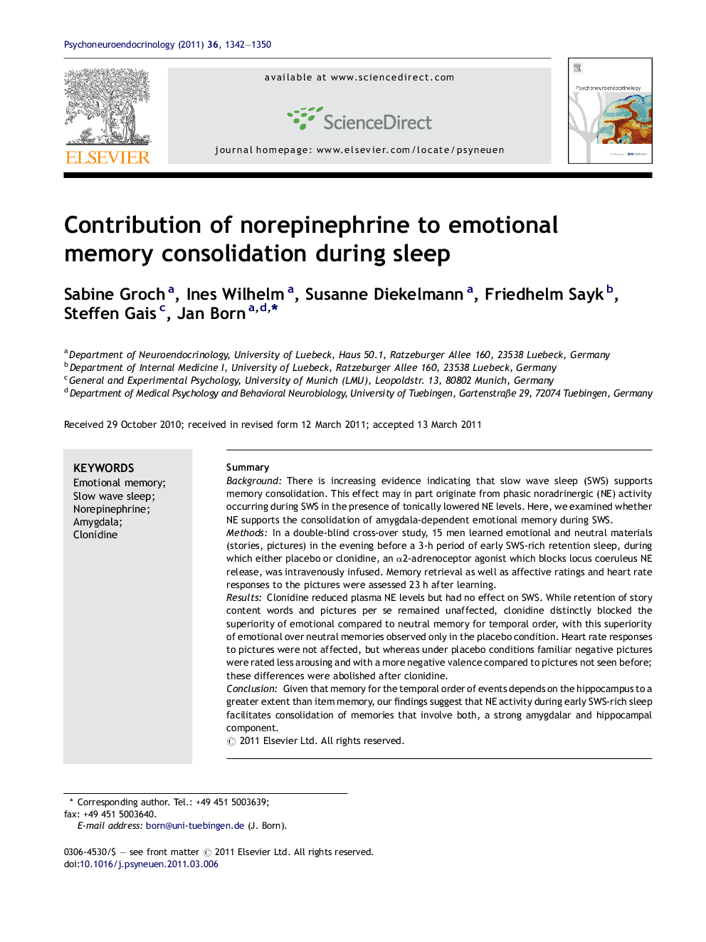 Contribution of norepinephrine to emotional memory consolidation during sleep