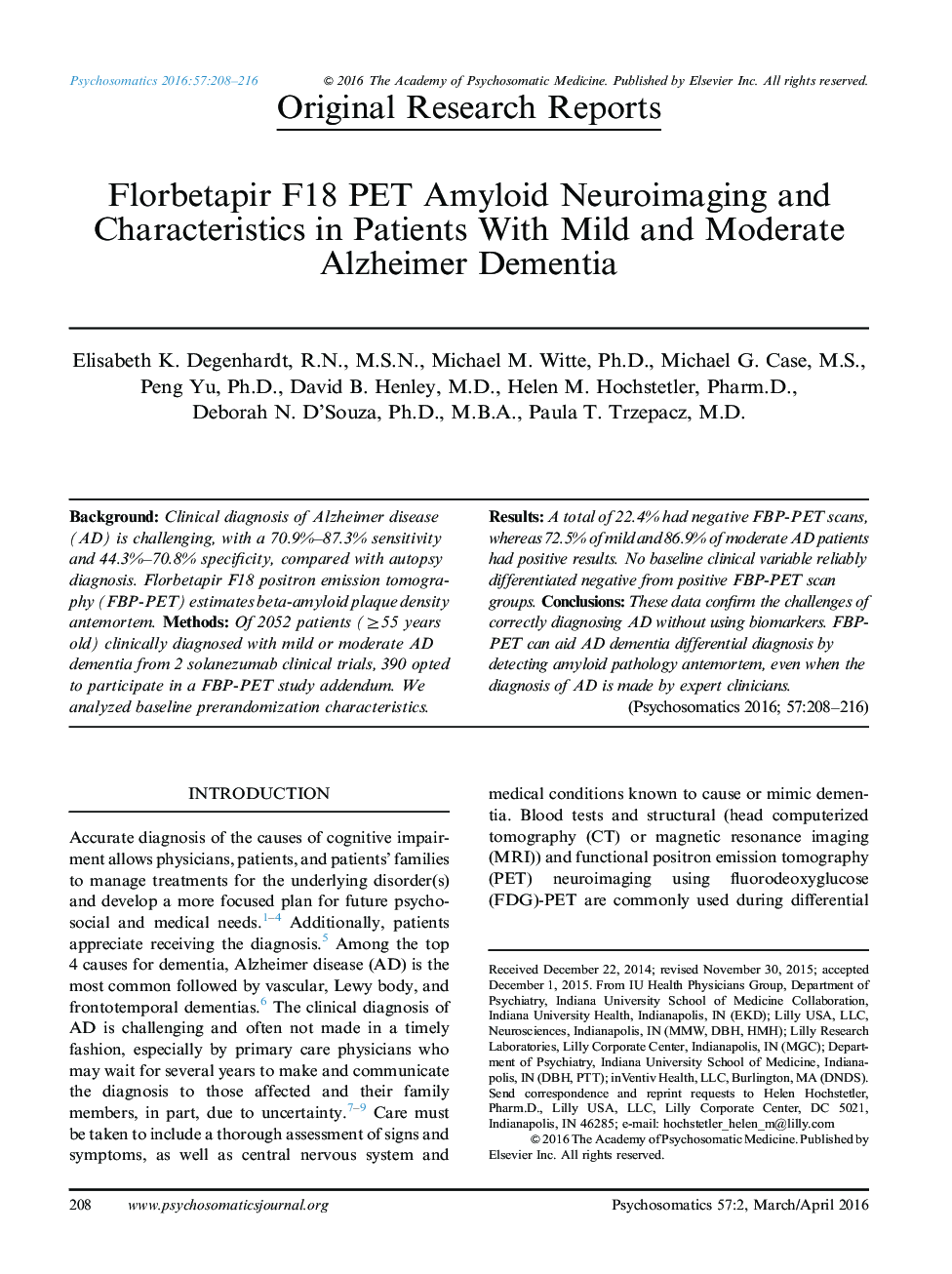 عکس صفحه اول مقاله: Florbetapir F18 PET Amyloid Neuroimaging and Characteristics in Patients With Mild and Moderate Alzheimer Dementia Florbetapir F18 PET Amyloid Neuroimaging and Characteristics in Patients With Mild and Moderate Alzheimer Dementia