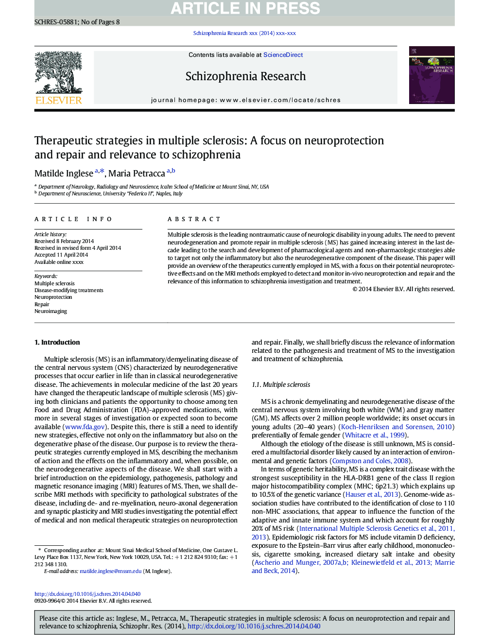 استراتژی های درمانی در بیماران مبتلا به مولتیپل اسکلروزیس: تمرکز بر عصبانیت و ترمیم و ارتباط با اسکیزوفرنیا 