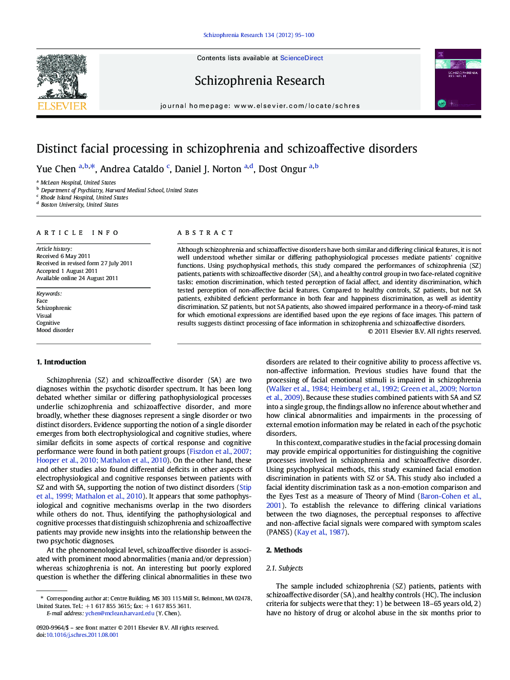 Distinct facial processing in schizophrenia and schizoaffective disorders