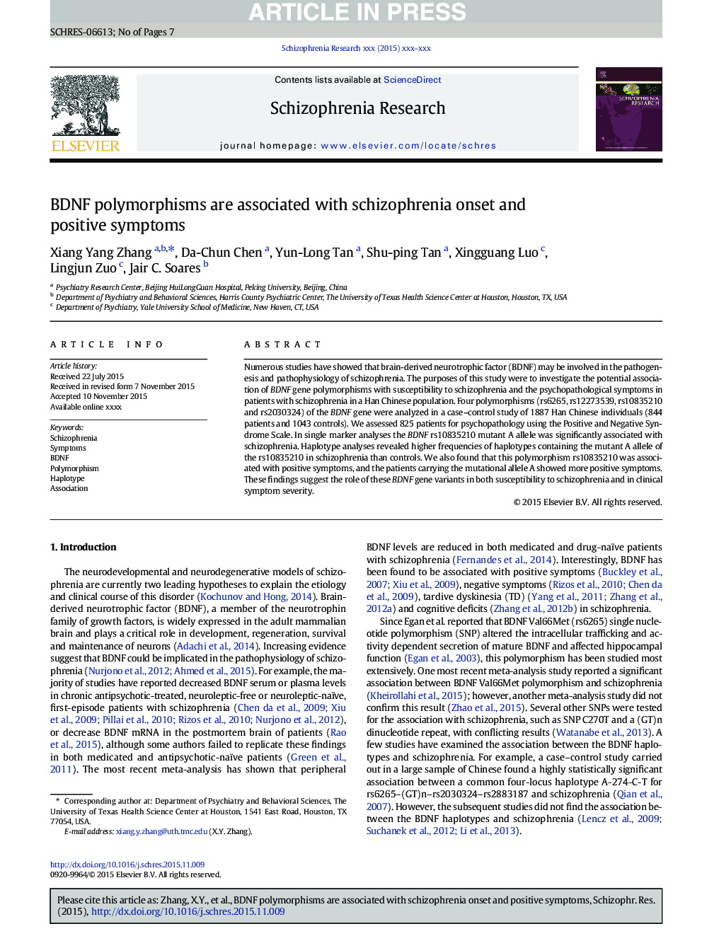 BDNF polymorphisms are associated with schizophrenia onset and positive symptoms