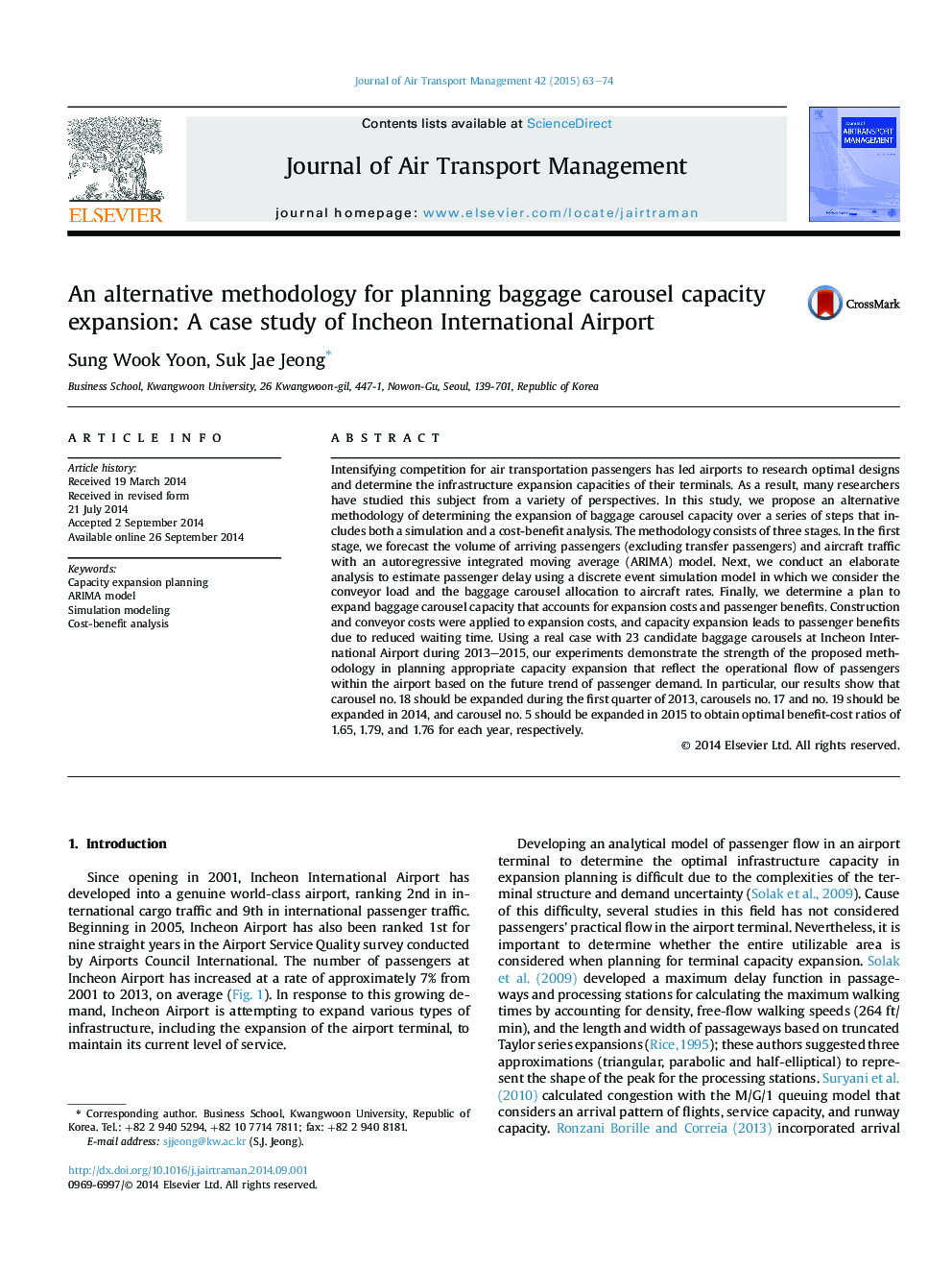 An alternative methodology for planning baggage carousel capacity expansion: A case study of Incheon International Airport