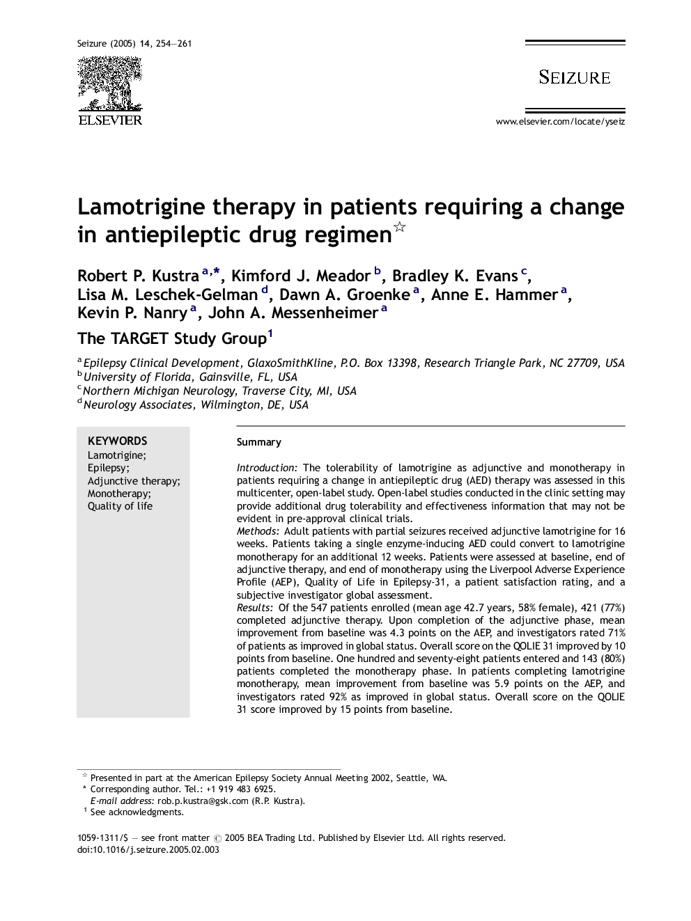 Lamotrigine therapy in patients requiring a change in antiepileptic drug regimen
