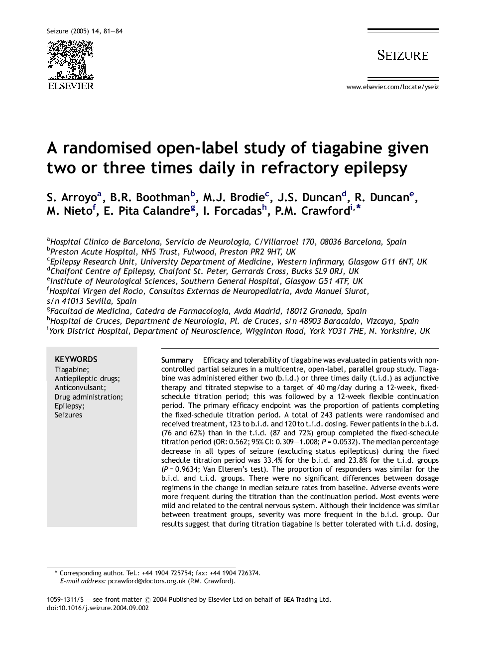 A randomised open-label study of tiagabine given two or three times daily in refractory epilepsy