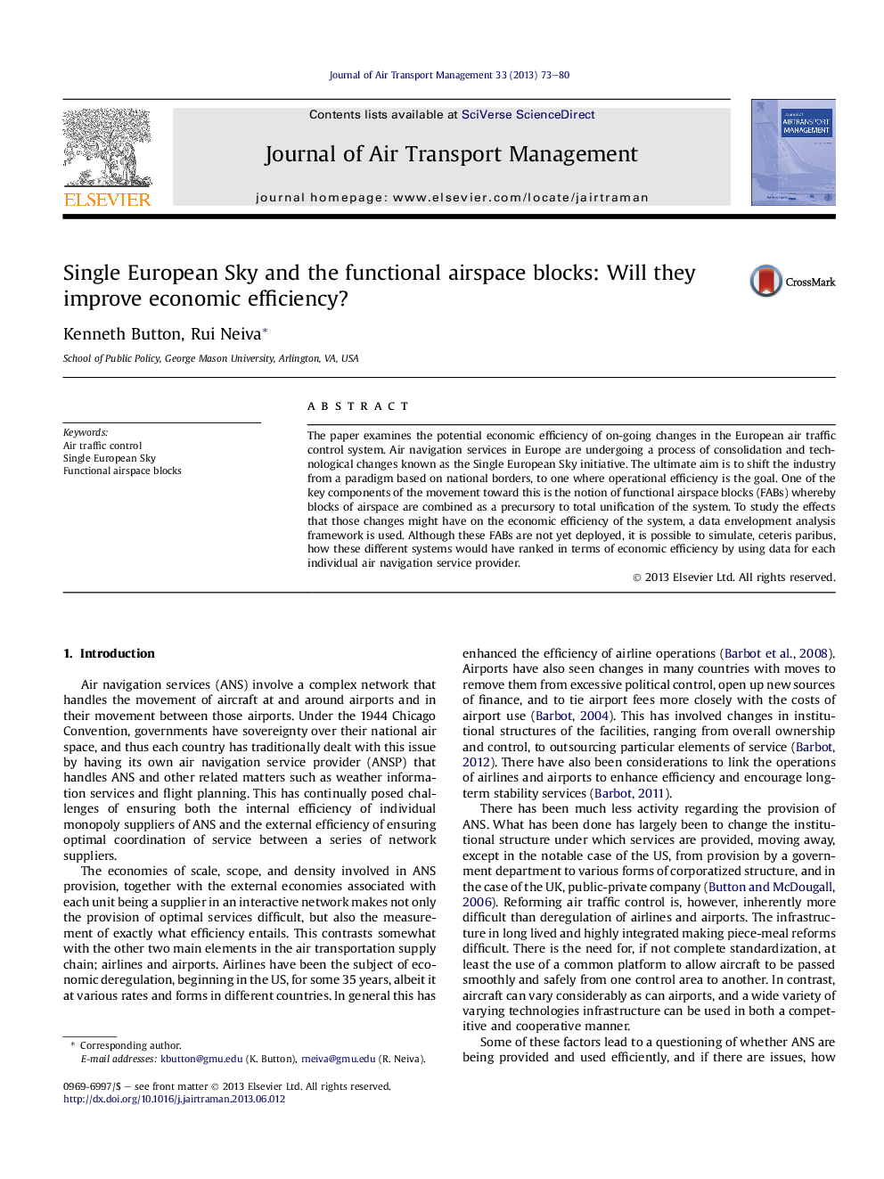 Single European Sky and the functional airspace blocks: Will they improve economic efficiency?