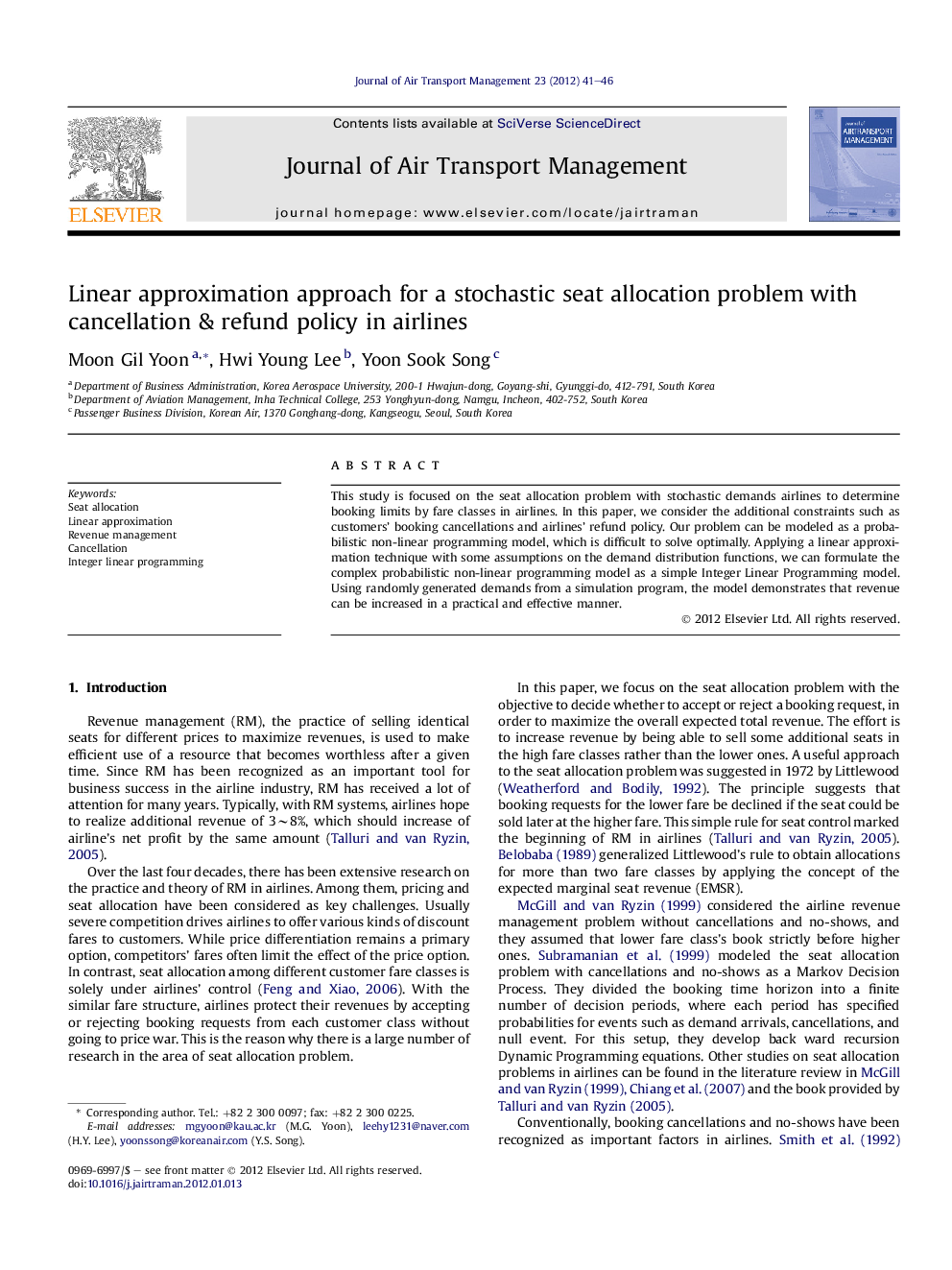 Linear approximation approach for a stochastic seat allocation problem with cancellation & refund policy in airlines