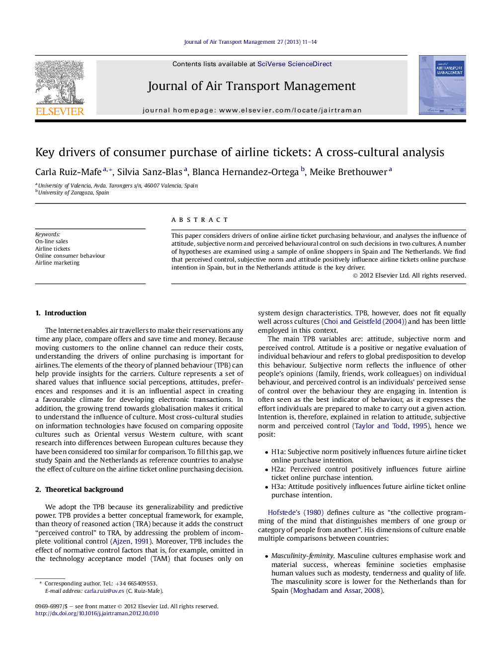 Key drivers of consumer purchase of airline tickets: A cross-cultural analysis