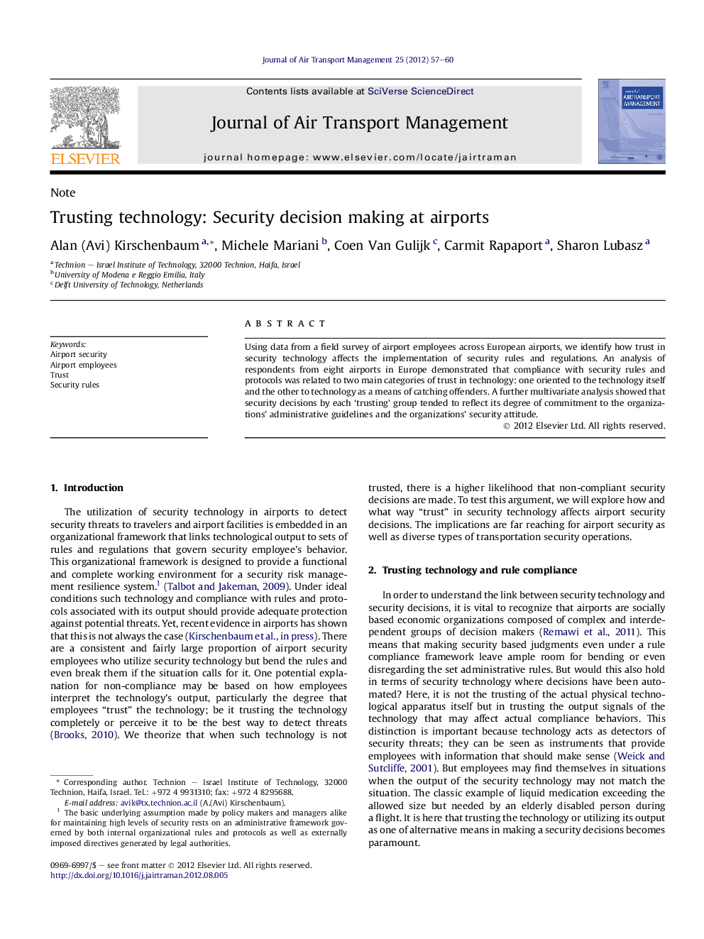 Trusting technology: Security decision making at airports