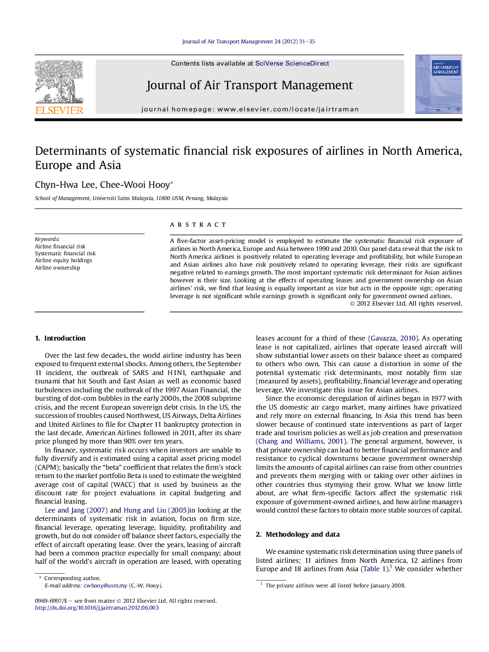 Determinants of systematic financial risk exposures of airlines in North America, Europe and Asia