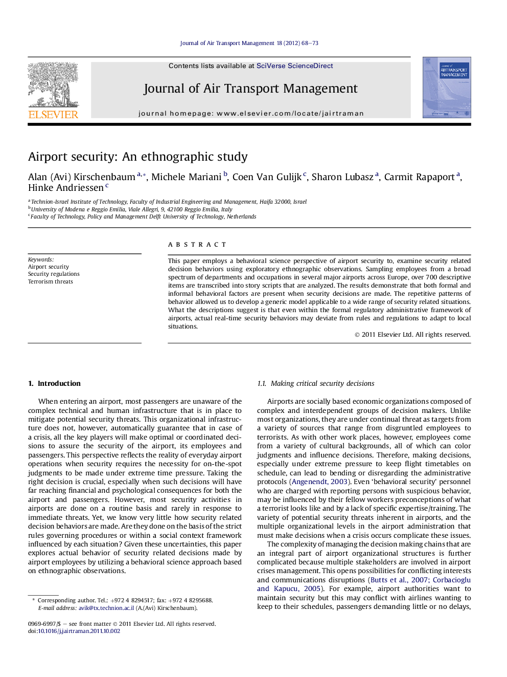 Airport security: An ethnographic study