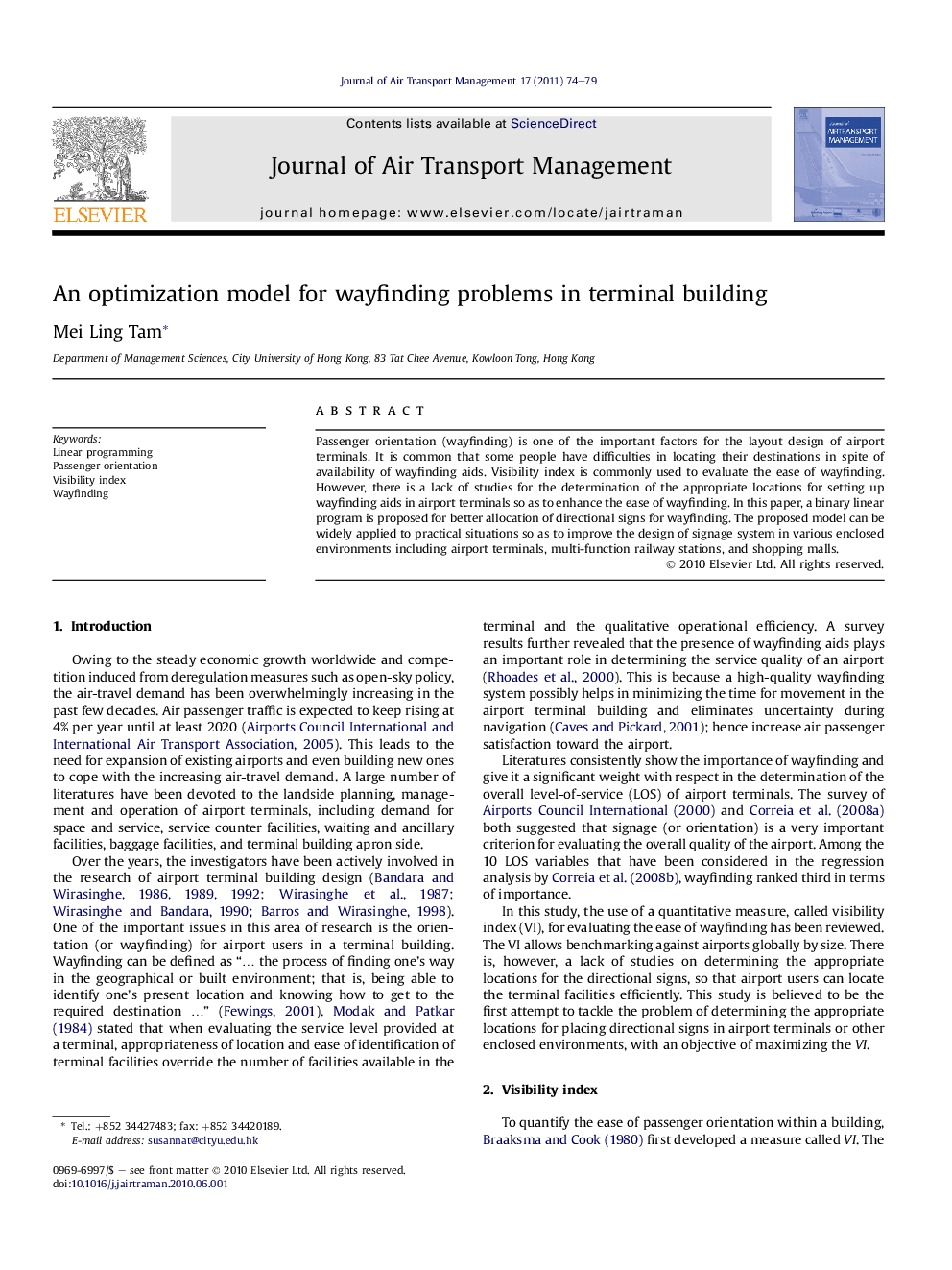 An optimization model for wayfinding problems in terminal building