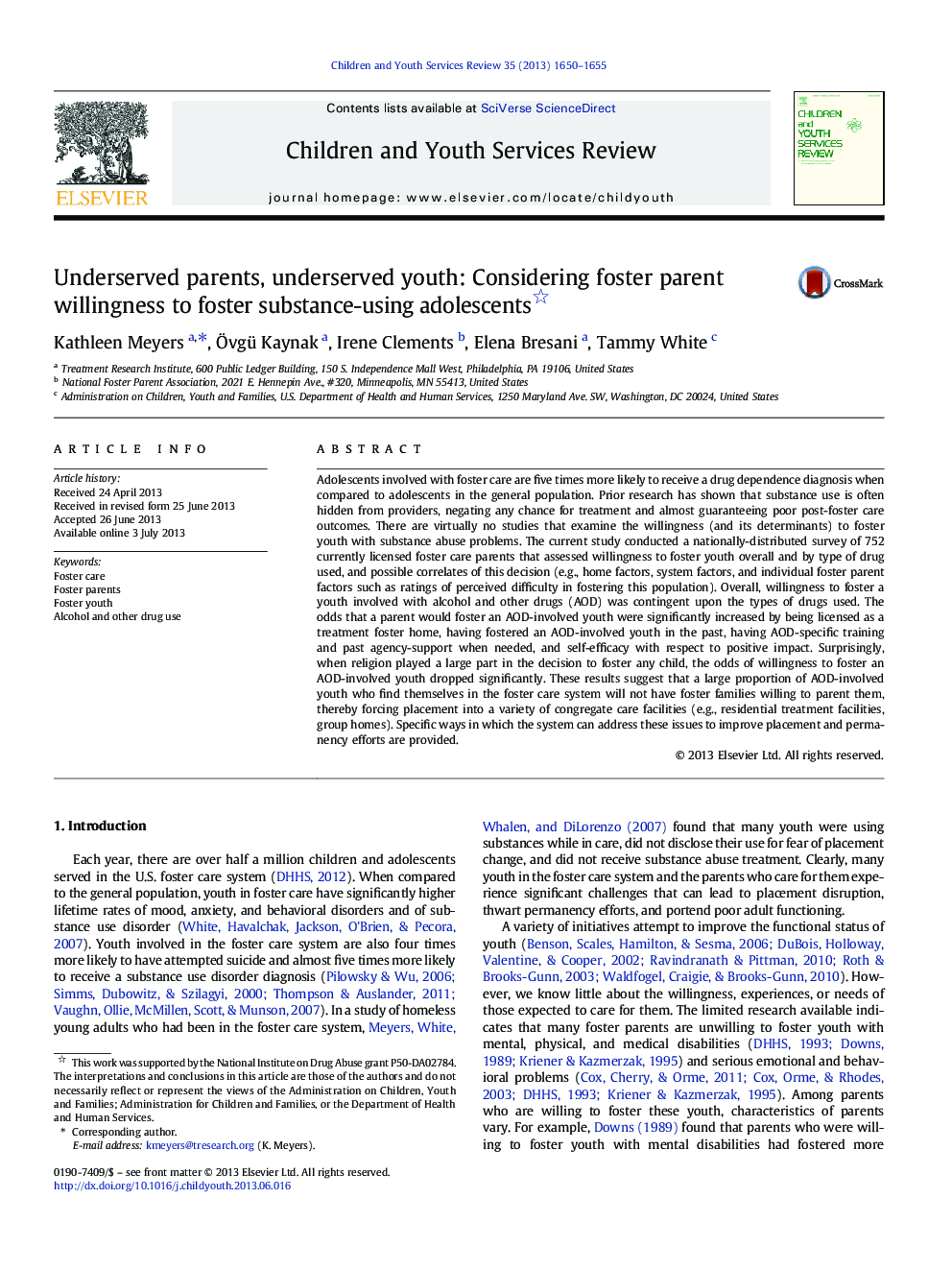 Underserved parents, underserved youth: Considering foster parent willingness to foster substance-using adolescents