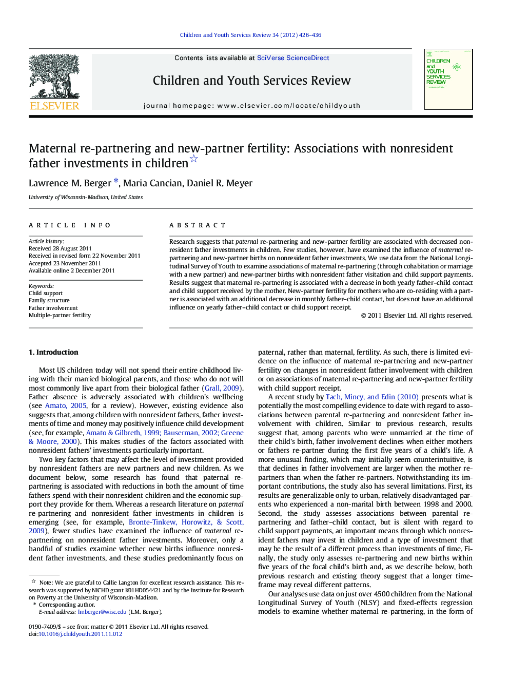 Maternal re-partnering and new-partner fertility: Associations with nonresident father investments in children