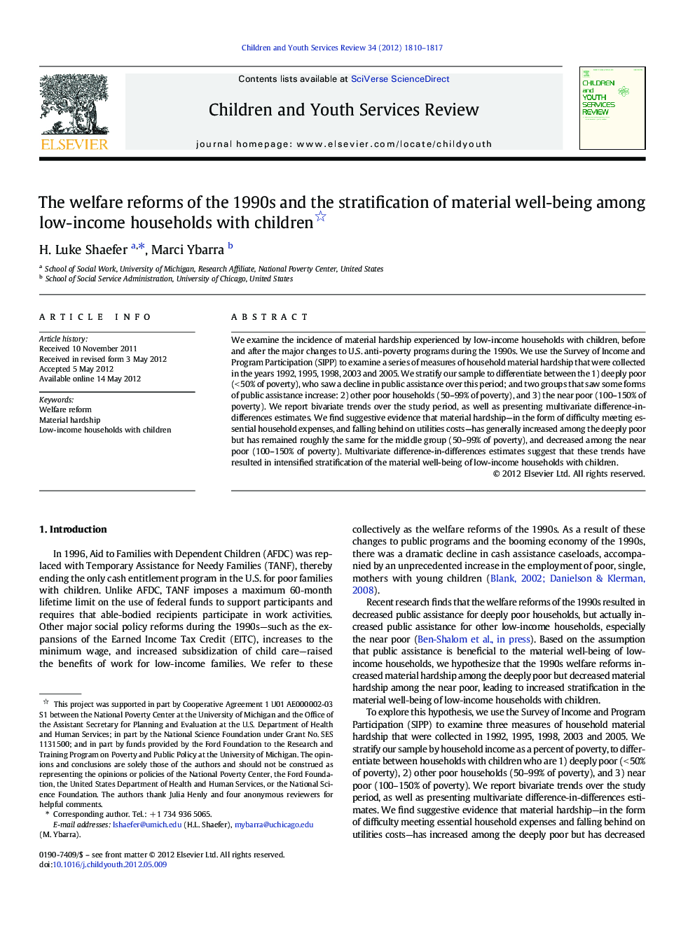 The welfare reforms of the 1990s and the stratification of material well-being among low-income households with children