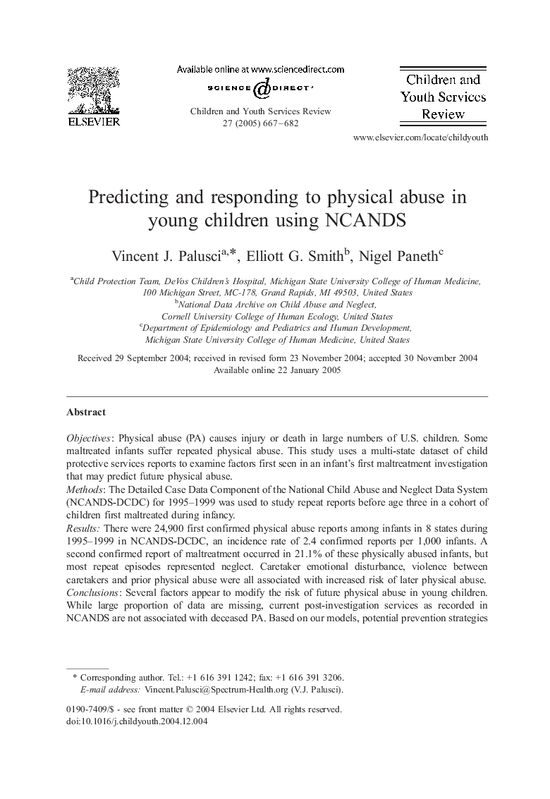 Predicting and responding to physical abuse in young children using NCANDS