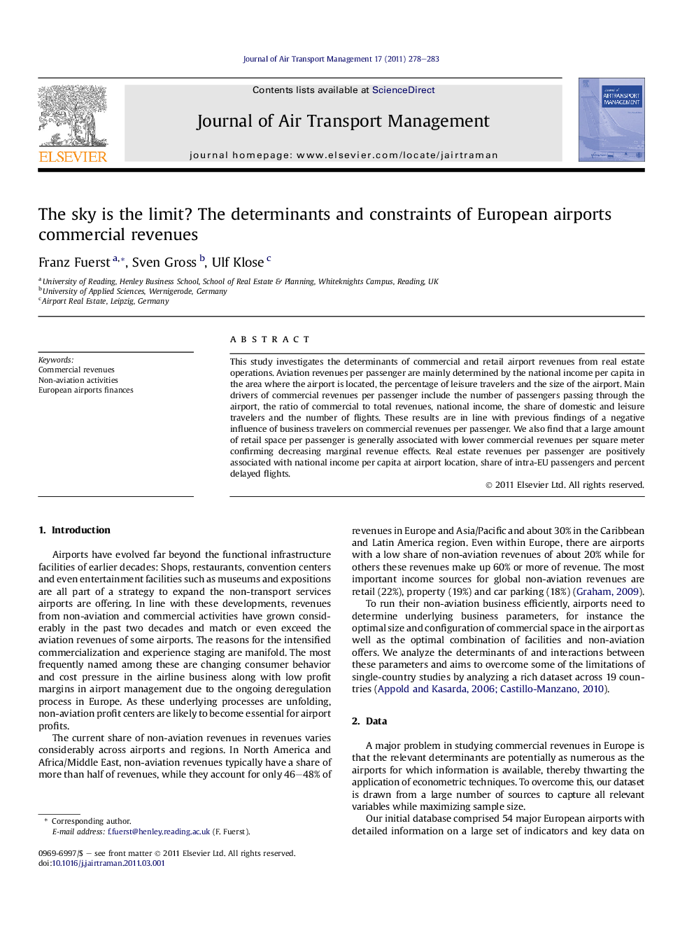 The sky is the limit? The determinants and constraints of European airports commercial revenues