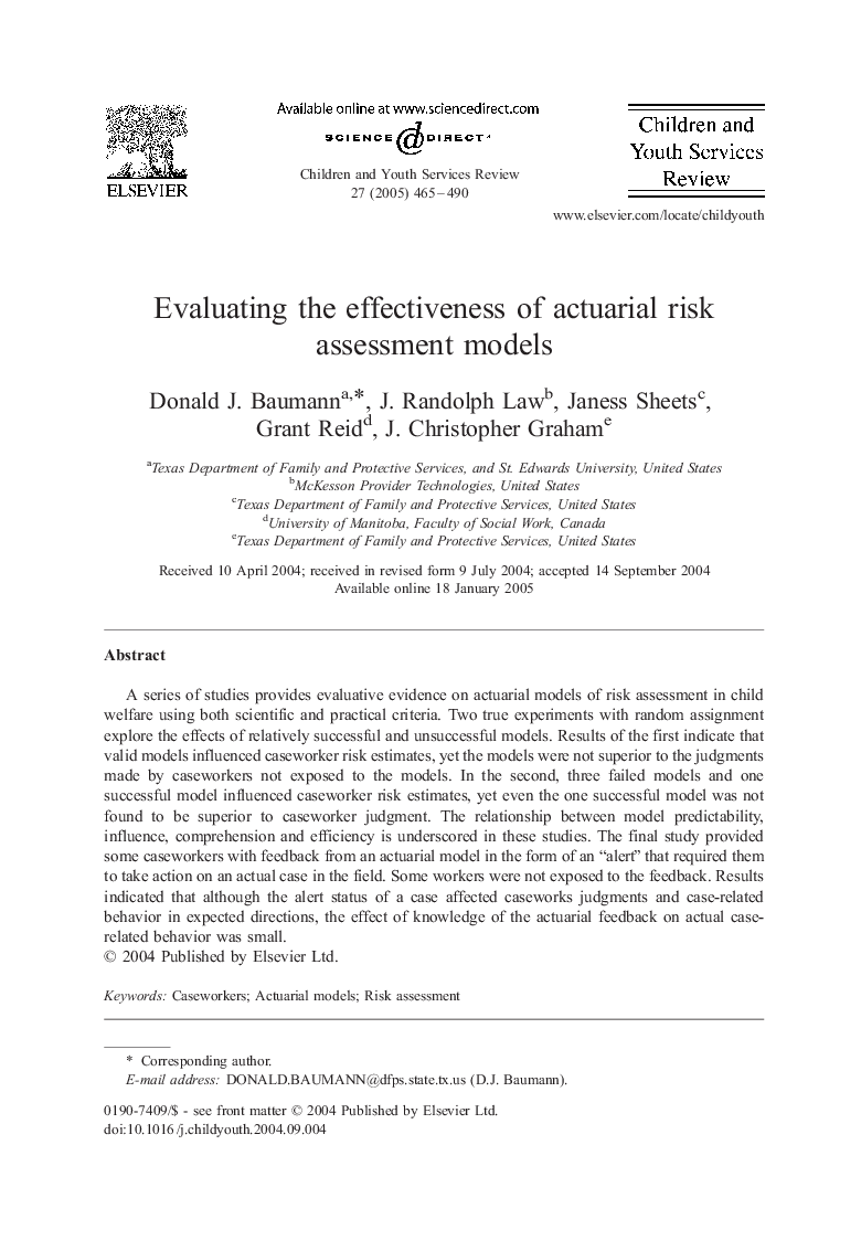 Evaluating the effectiveness of actuarial risk assessment models