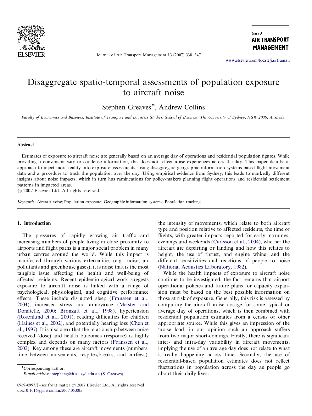 Disaggregate spatio-temporal assessments of population exposure to aircraft noise