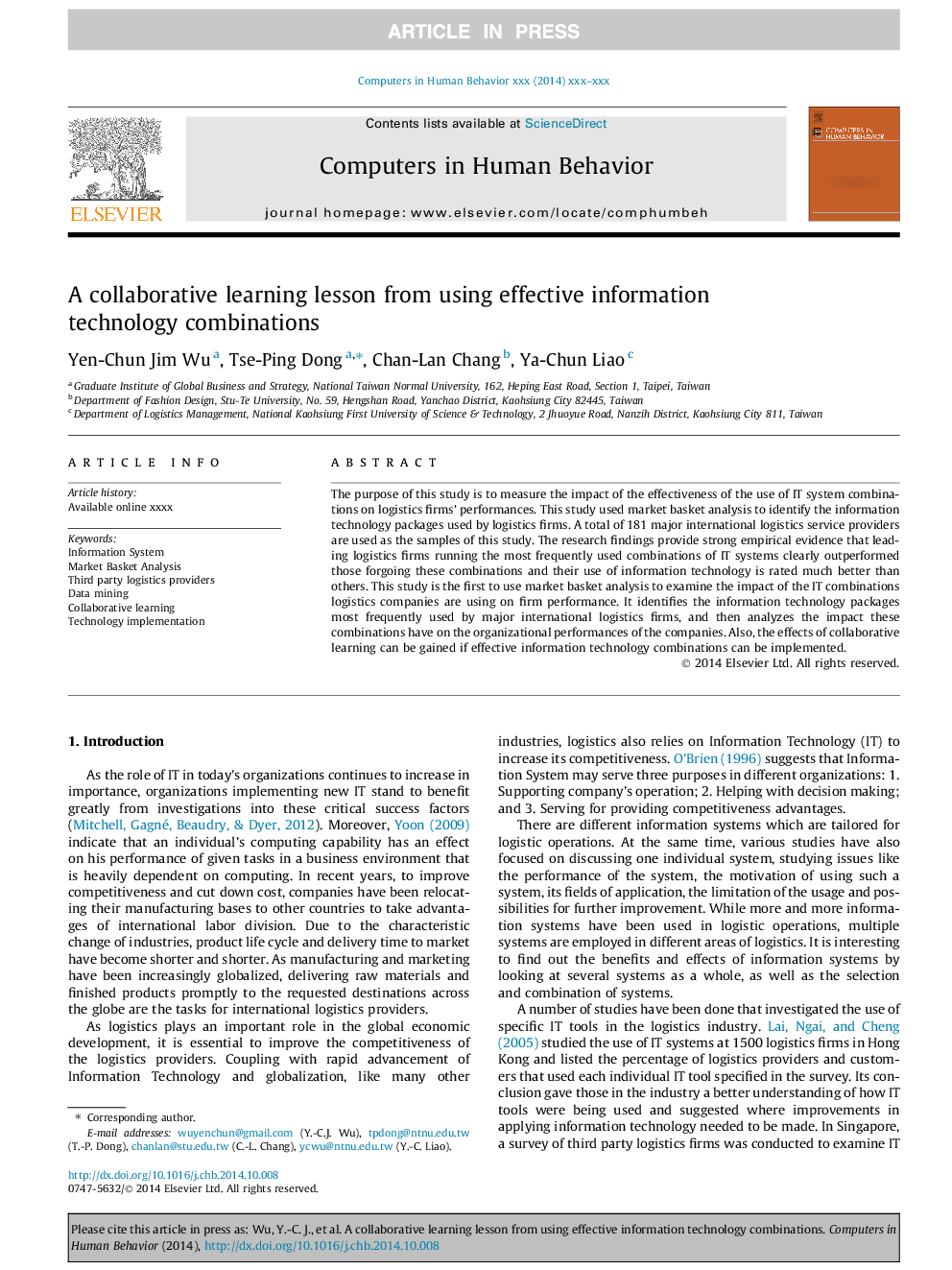 A collaborative learning lesson from using effective information technology combinations