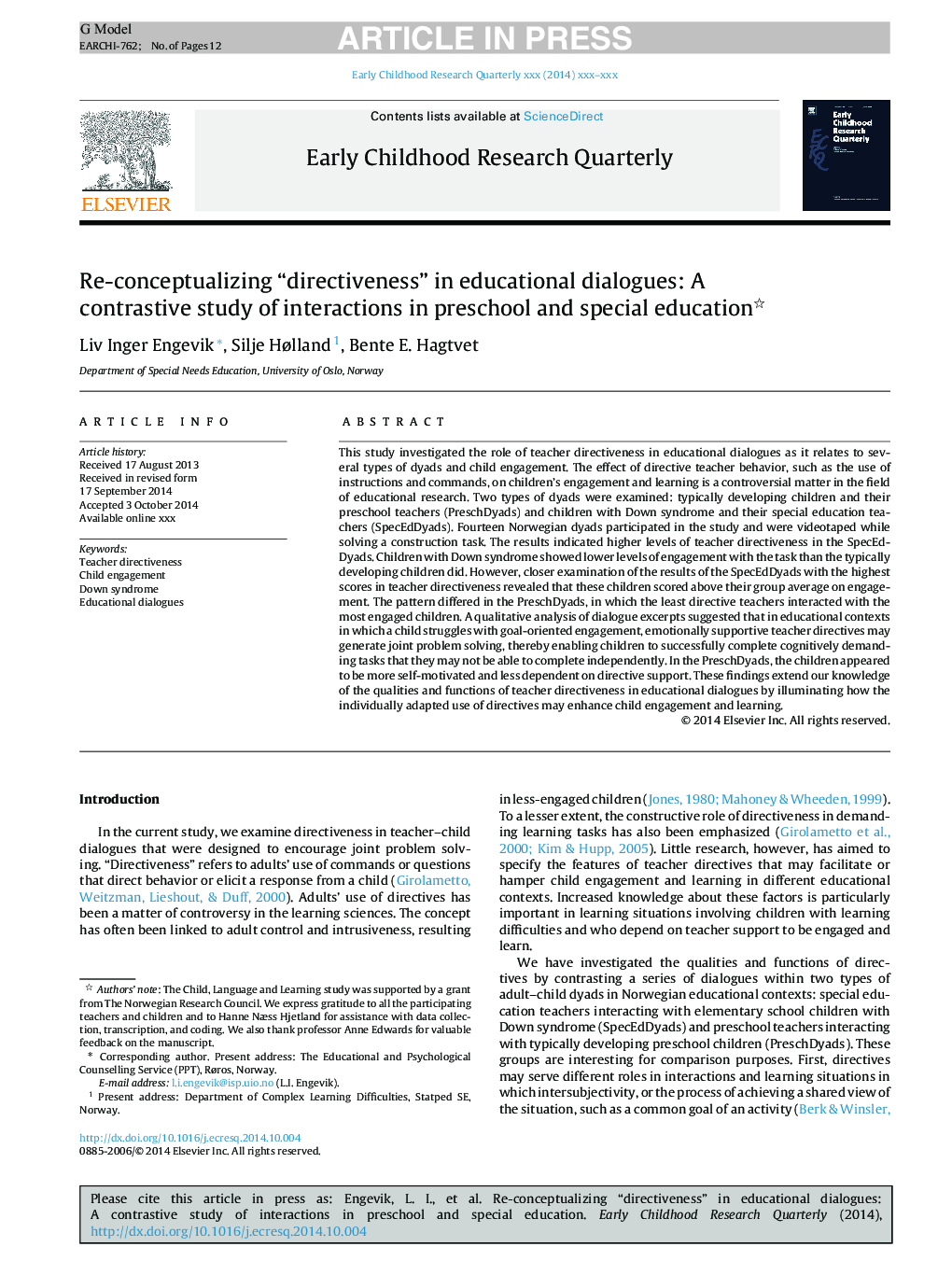 Re-conceptualizing “directiveness” in educational dialogues: A contrastive study of interactions in preschool and special education