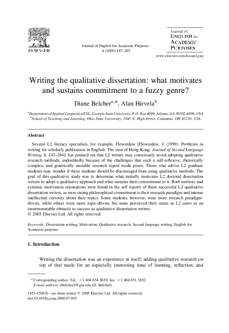 Writing the qualitative dissertation: what motivates and sustains commitment to a fuzzy genre?