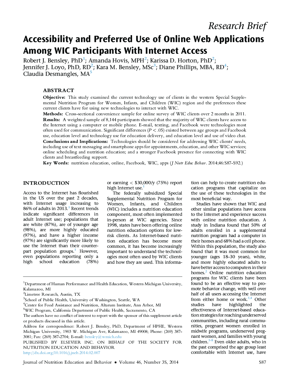 Accessibility and Preferred Use of Online Web Applications Among WIC Participants With Internet Access