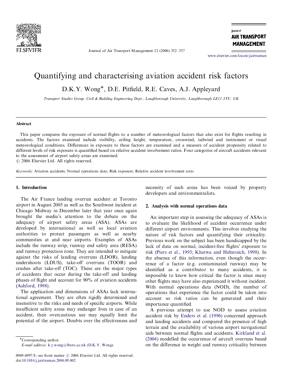 Quantifying and characterising aviation accident risk factors