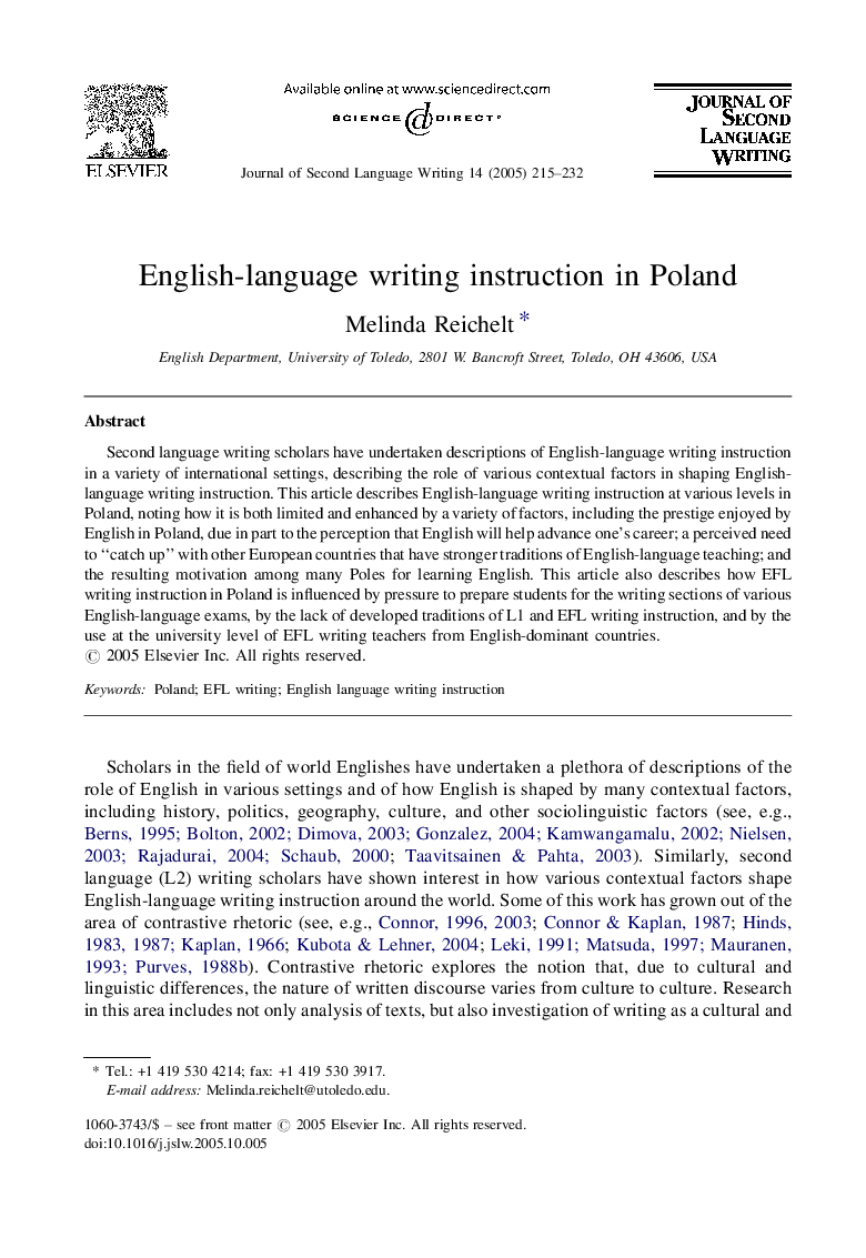 English-language writing instruction in Poland