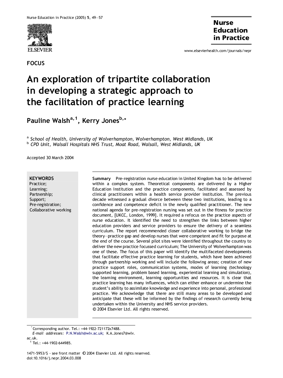 An exploration of tripartite collaboration in developing a strategic approach to the facilitation of practice learning