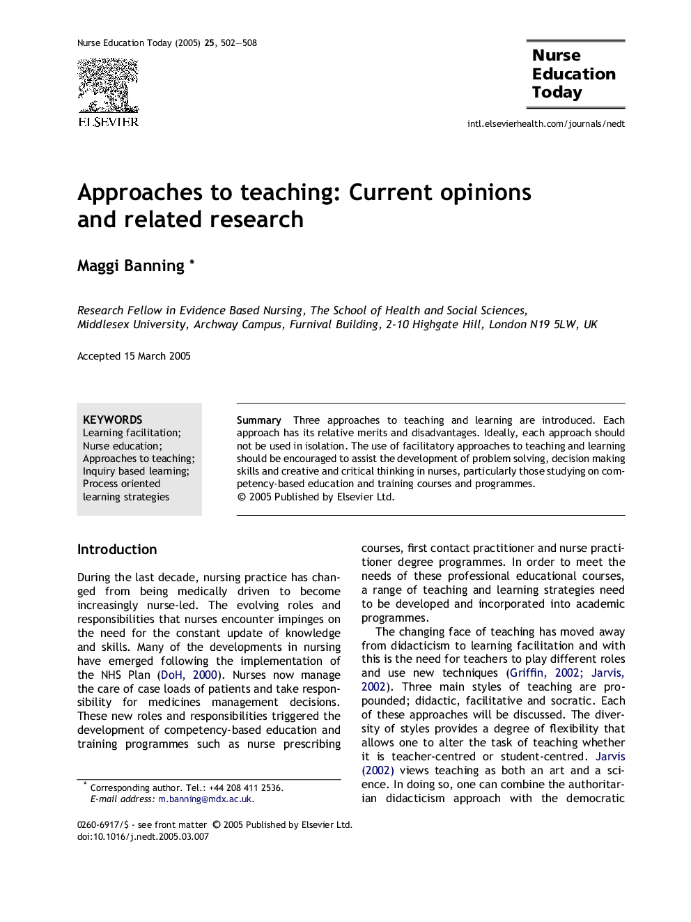 Approaches to teaching: Current opinions and related research