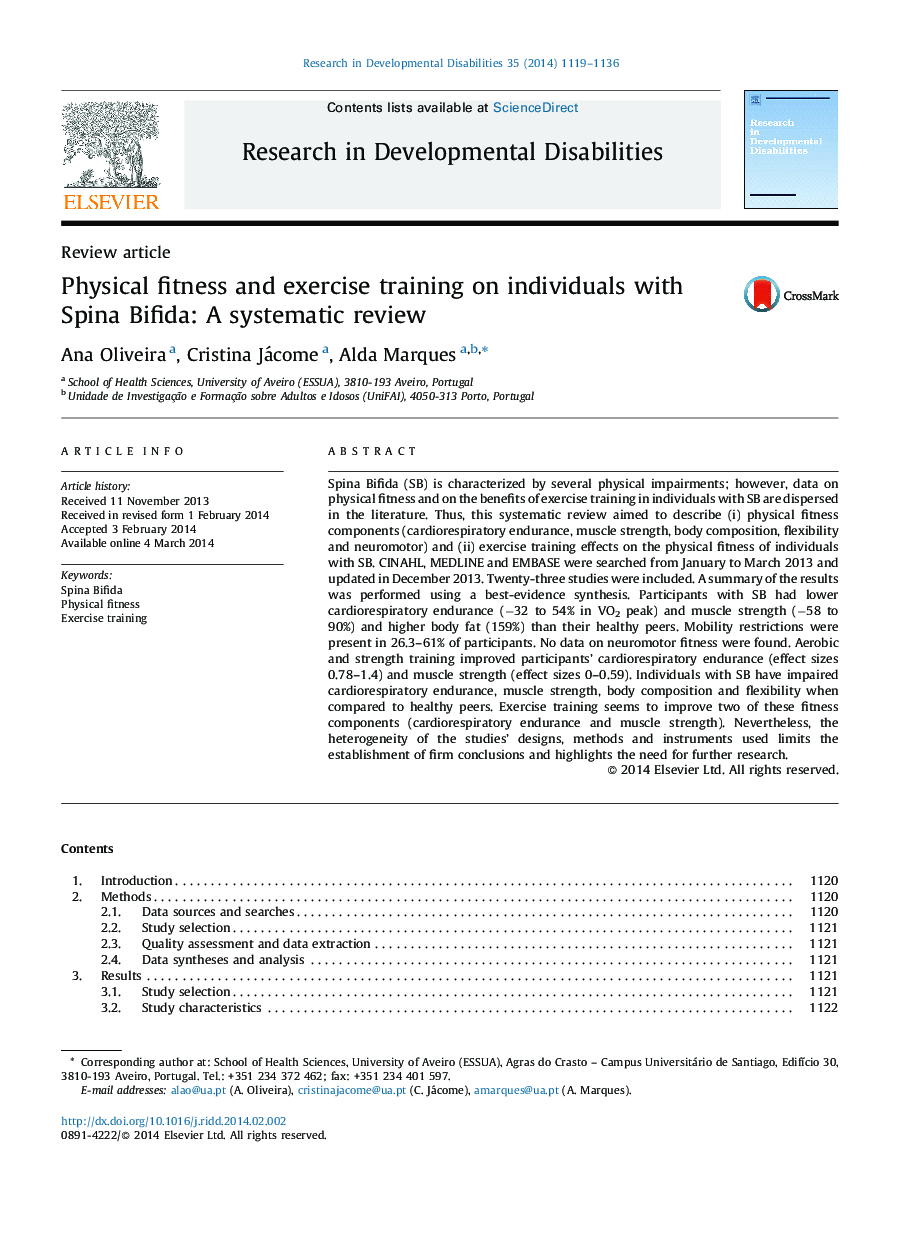 Physical fitness and exercise training on individuals with Spina Bifida: A systematic review