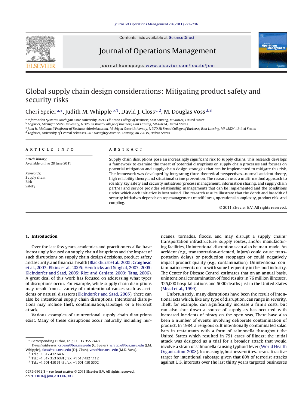 Global supply chain design considerations: Mitigating product safety and security risks