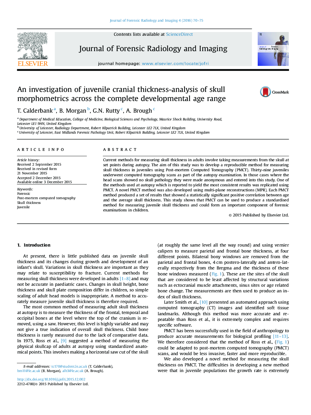 بررسی نوجوانان جمجمه ضخامت تجزیه و تحلیل morphometrics جمجمه در سراسر محدوده سنی رشد کامل