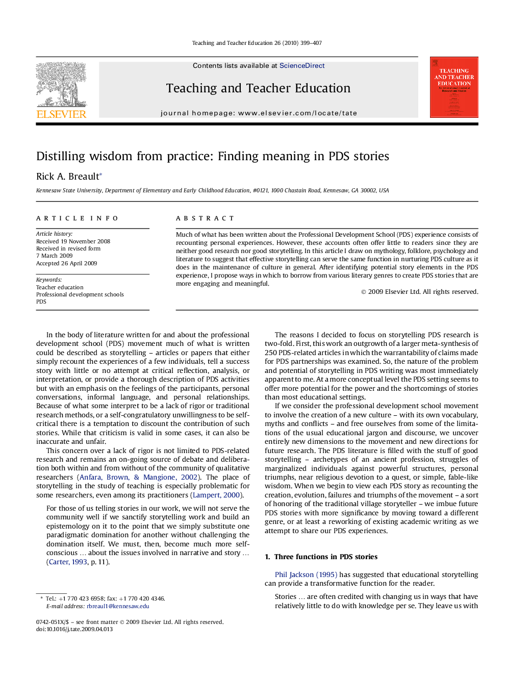 Distilling wisdom from practice: Finding meaning in PDS stories