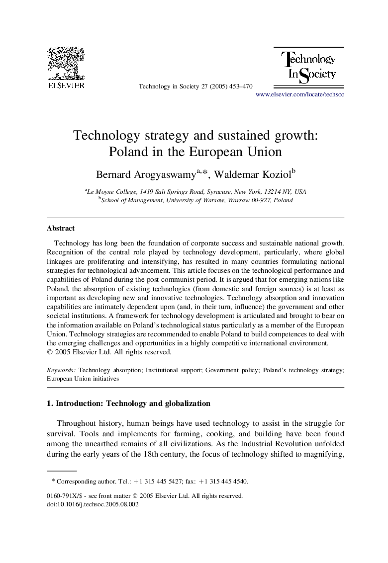 Technology strategy and sustained growth: Poland in the European Union