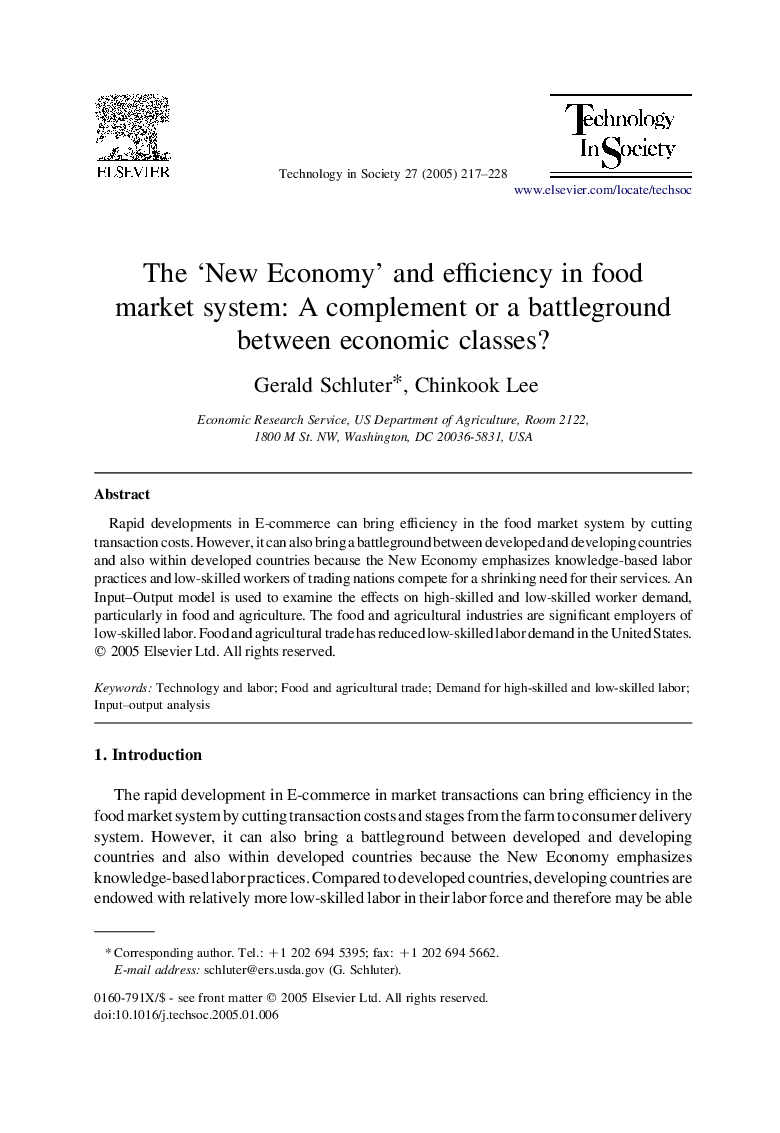 The 'New Economy' and efficiency in food market system: A complement or a battleground between economic classes?