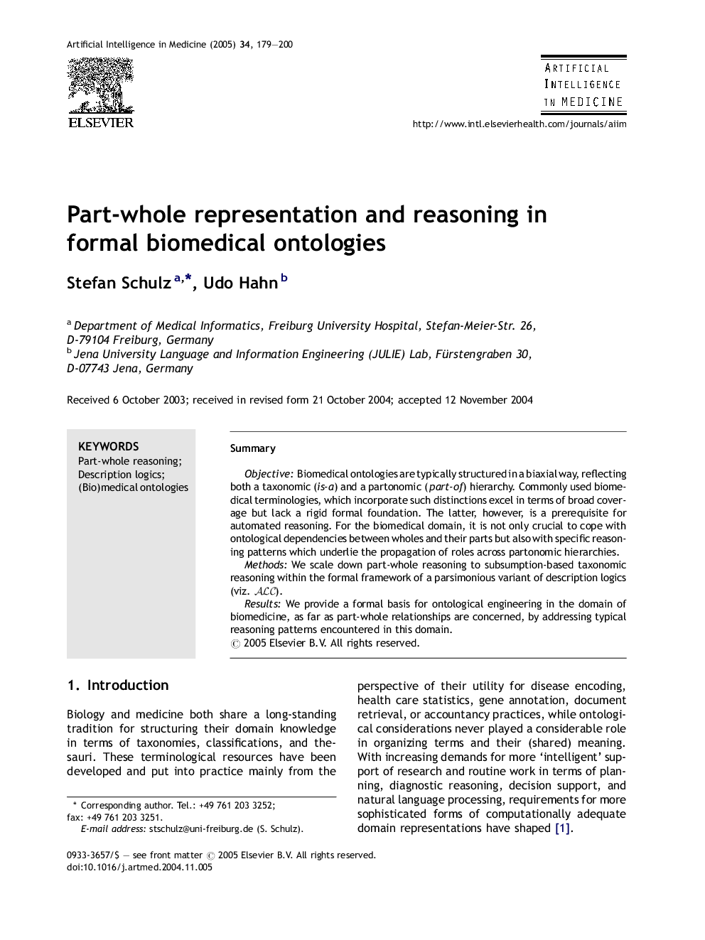 Part-whole representation and reasoning in formal biomedical ontologies