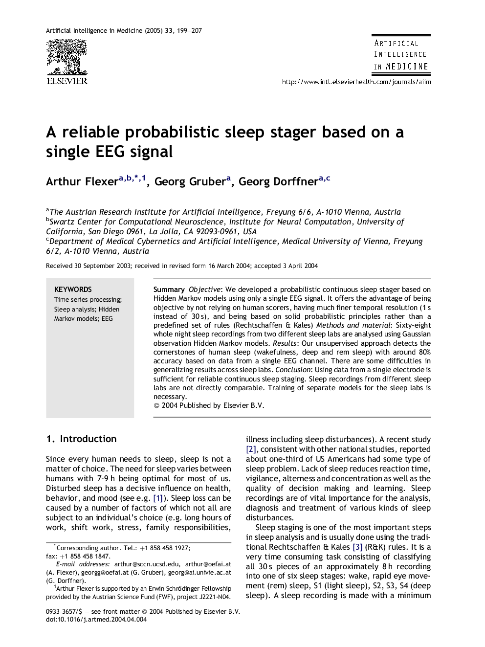 A reliable probabilistic sleep stager based on a single EEG signal