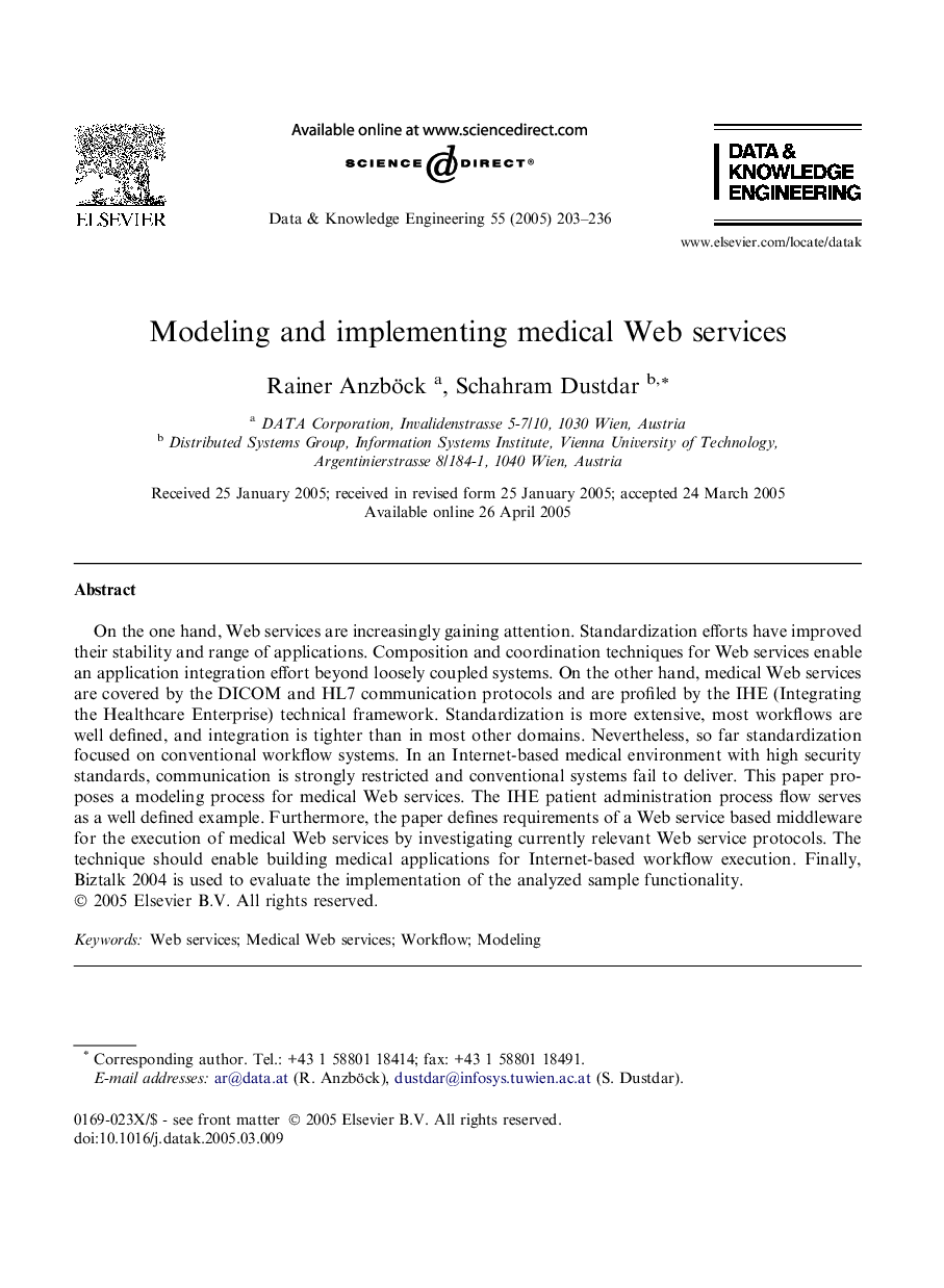 Modeling and implementing medical Web services