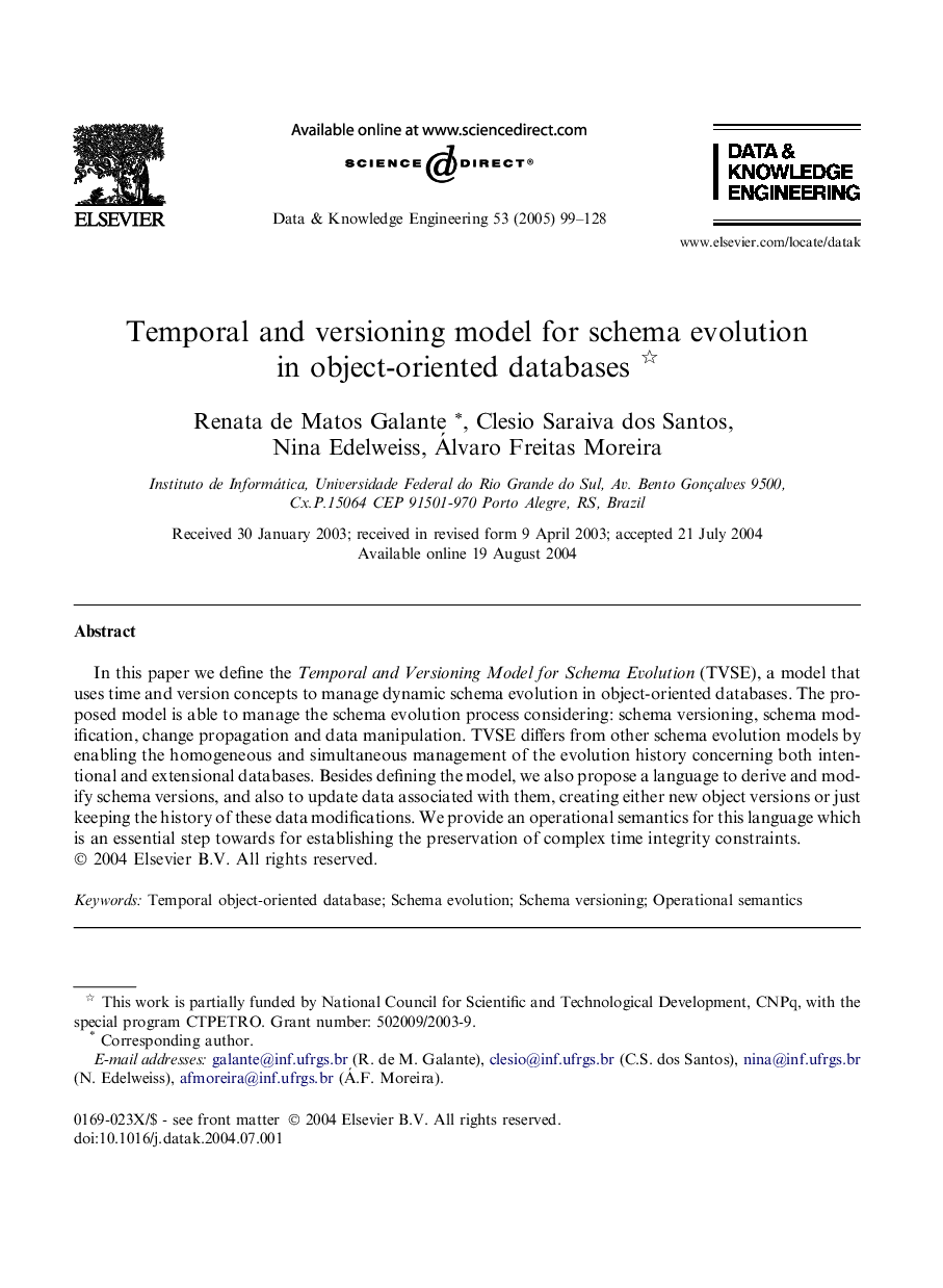 Temporal and versioning model for schema evolution in object-oriented databases