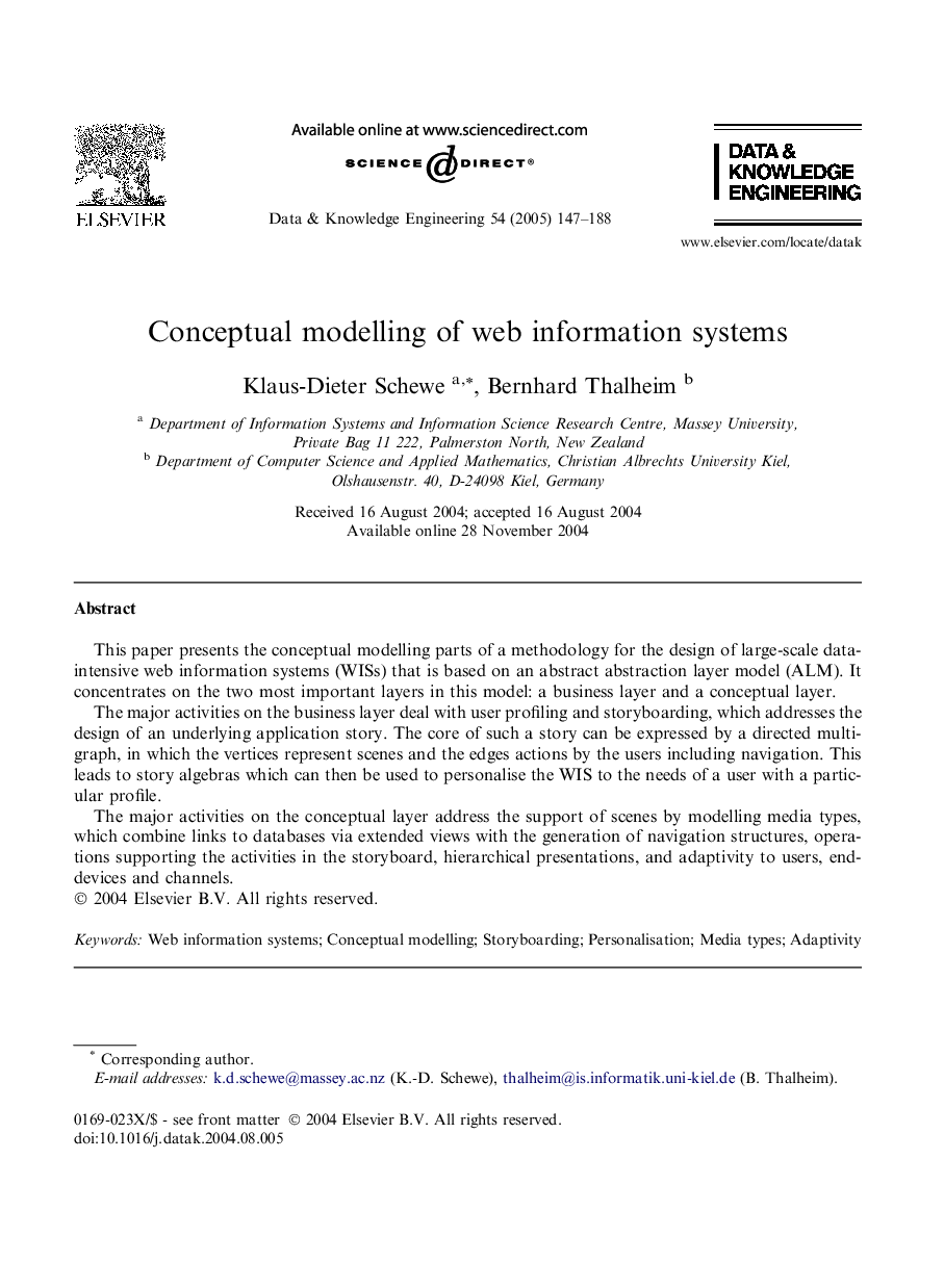 Conceptual modelling of web information systems