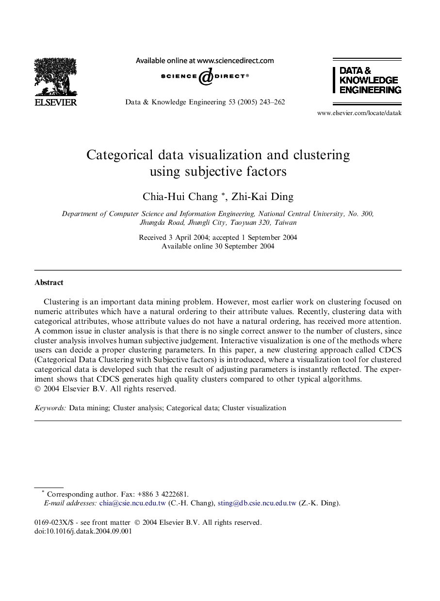 Categorical data visualization and clustering using subjective factors