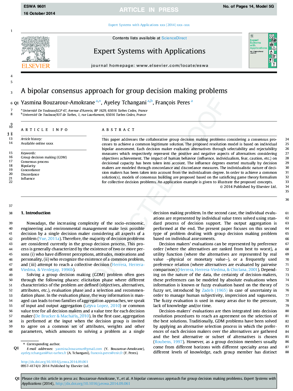 A bipolar consensus approach for group decision making problems