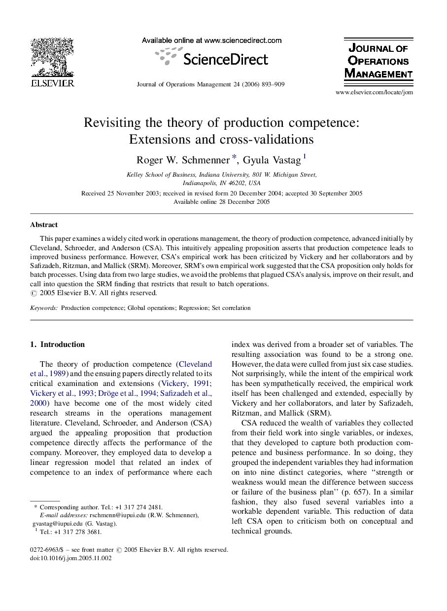 Revisiting the theory of production competence: Extensions and cross-validations