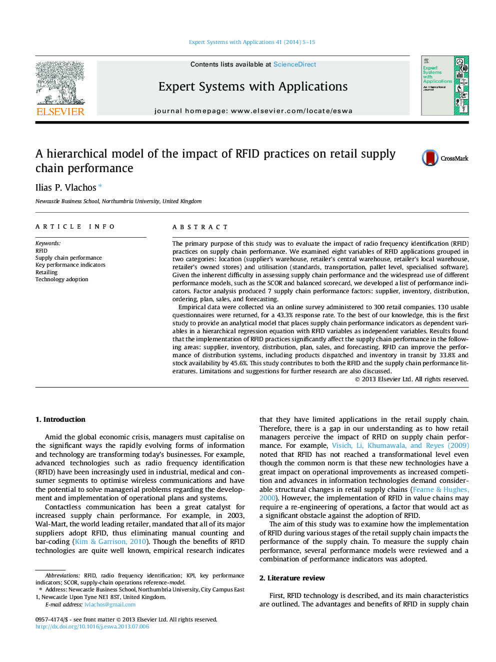 A hierarchical model of the impact of RFID practices on retail supply chain performance