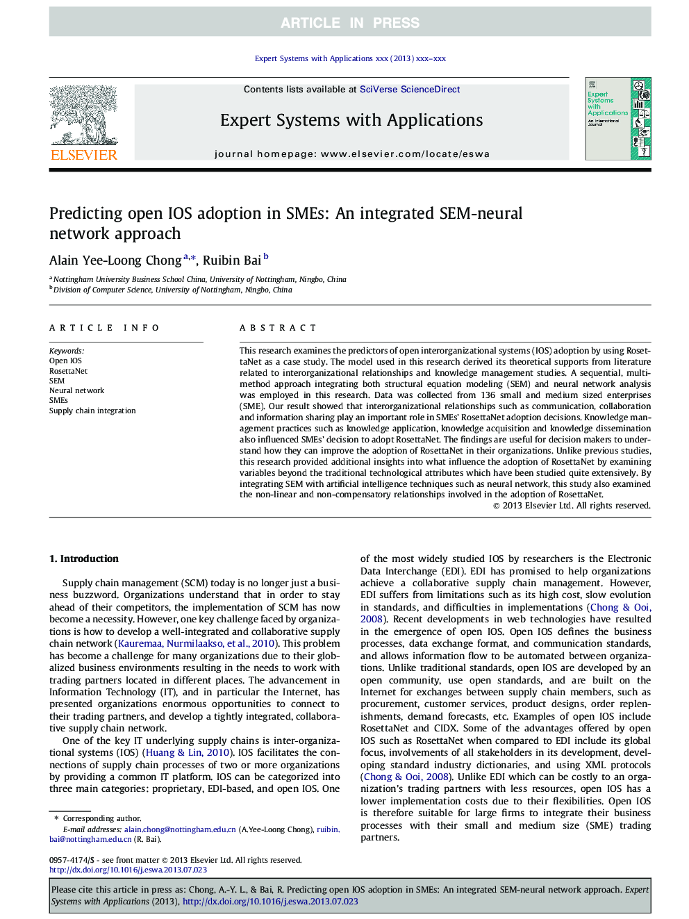 Predicting open IOS adoption in SMEs: An integrated SEM-neural network approach