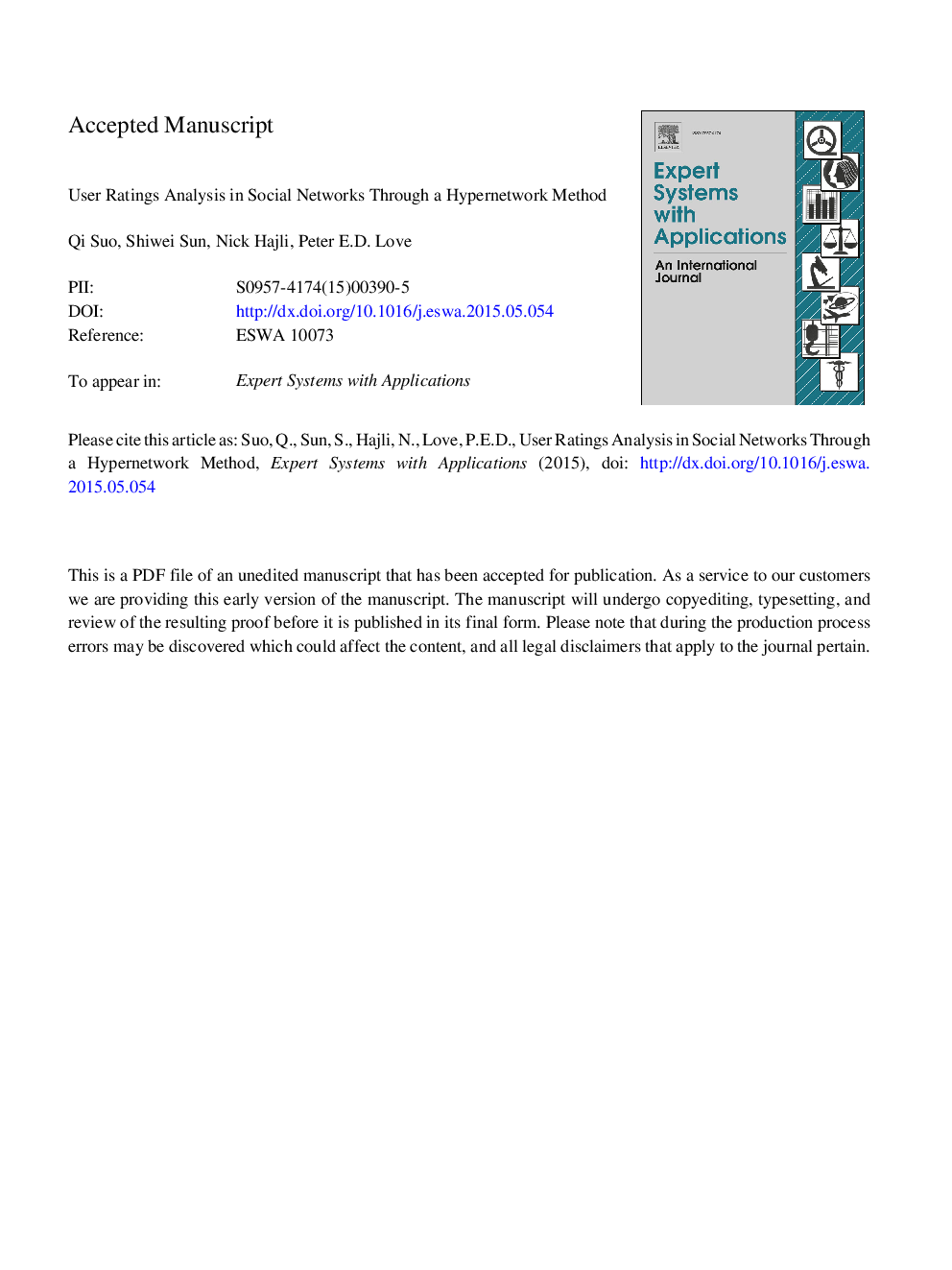 User ratings analysis in social networks through a hypernetwork method