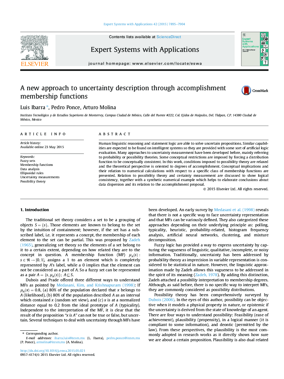 A new approach to uncertainty description through accomplishment membership functions