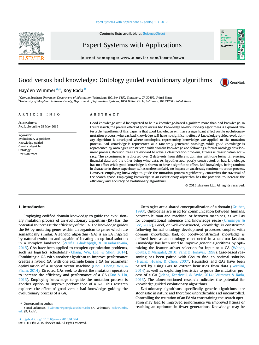 Good versus bad knowledge: Ontology guided evolutionary algorithms